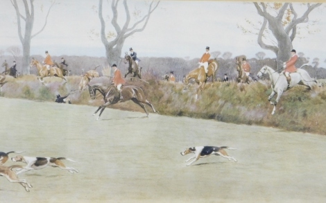 Cecil Aldin (1879-1935). The Hunting Counties of England 12 print set, Blackmore and Rodgrove, artist signed prints no. 57, original labels verso 15cm x 30cm and various others from the same series, The Warwickshire, Belvoir, Into the Vale from Clawson, T