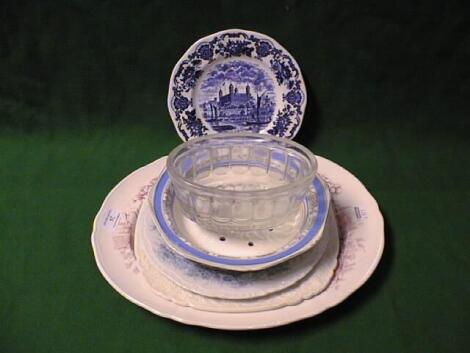 A Meakin Meatplate, others, and glass jelly mould